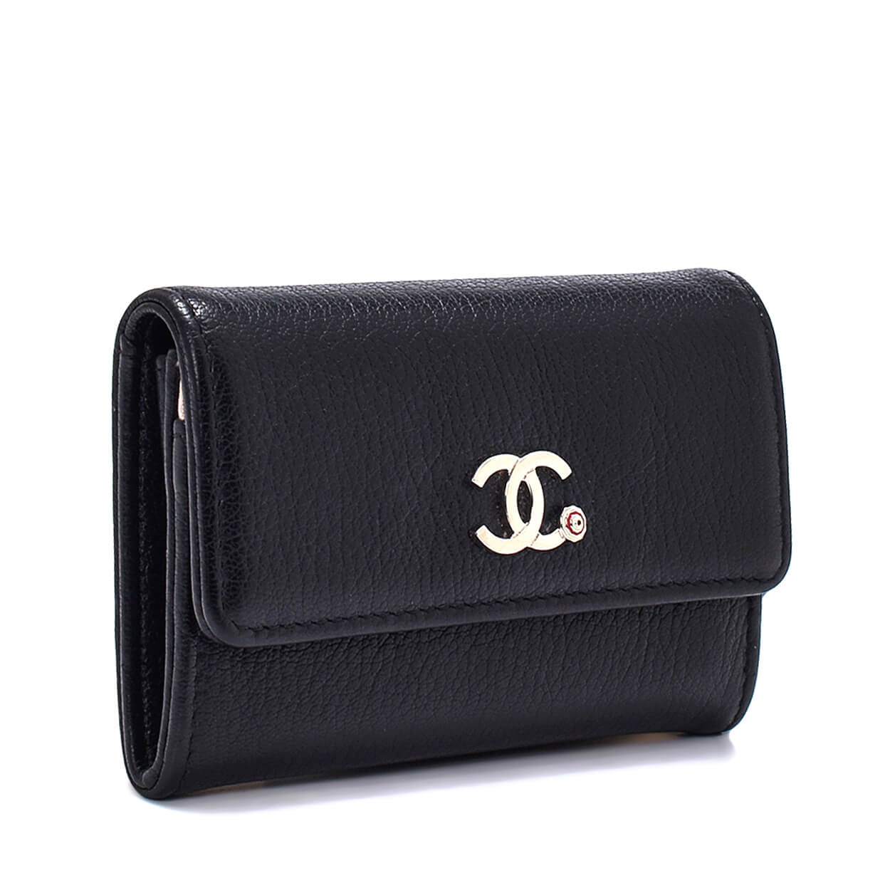 Chanel - Black Grained Leather CC Card Holder